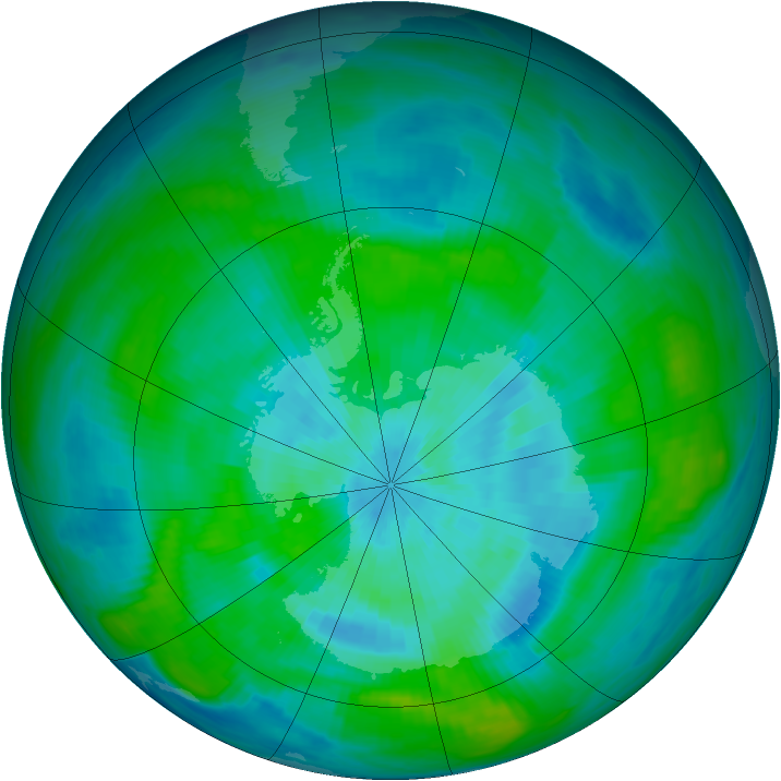 Antarctic ozone map for 13 March 1982